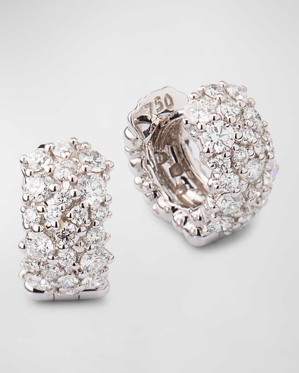 Small White Diamond Confetti Hoop Earrings